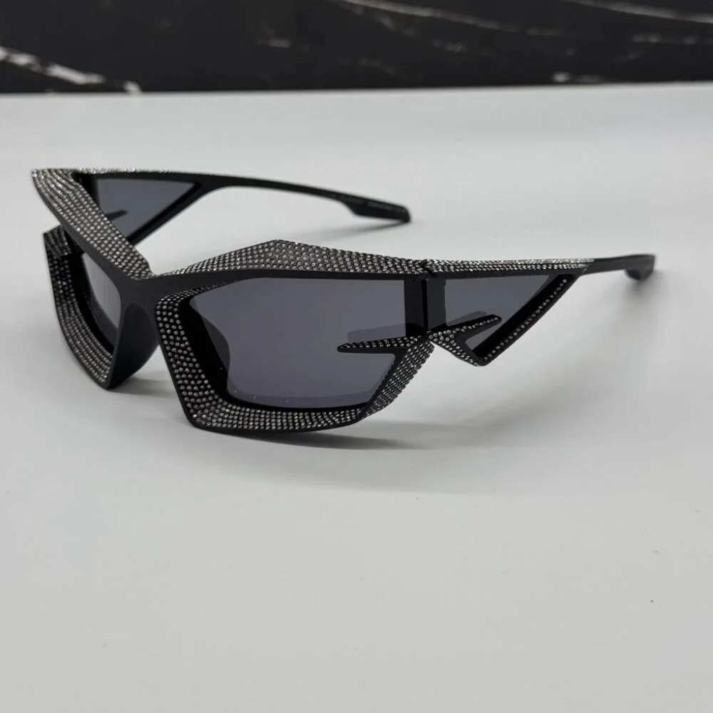 NEW GV40082I 02A GIVENCHY MATTE BLACK WITH STONES WOMEN GIVENCHY SUNGLASSES - Picture 6 of 12